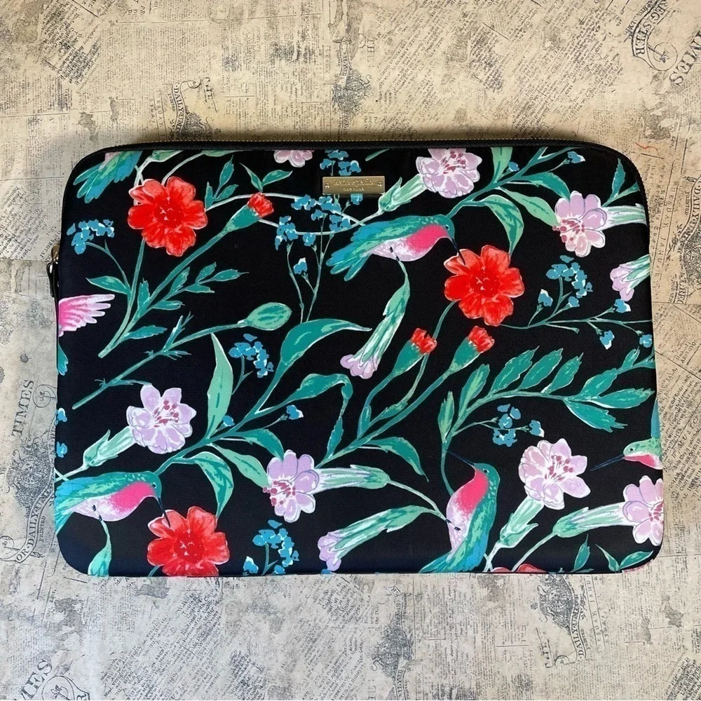 Kate Spade Tropical Bird Print Laptop Sleeve Case Zip Pouch